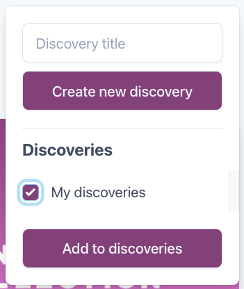 Discoveries pop-up